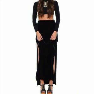 Tadashi Black Side Slit Long Maxi Skirt